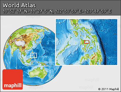 Physical Location Map of the Area around 11° 9' 41" N, 123° 19' 29" E