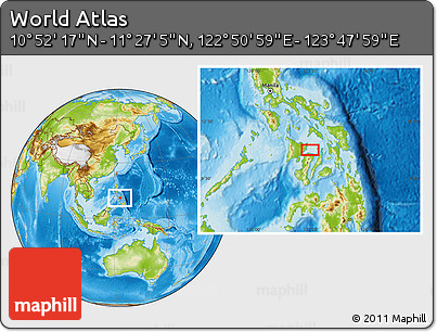 Physical Location Map of the Area around 11° 9' 41" N, 123° 19' 29" E