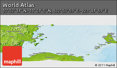 Physical Panoramic Map of the Area around 11° 9' 41" N, 123° 19' 29" E