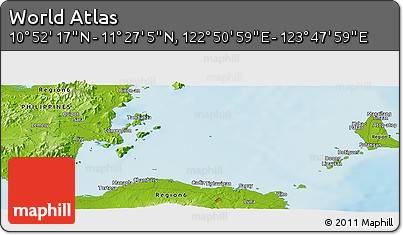 Physical Panoramic Map of the Area around 11° 9' 41" N, 123° 19' 29" E