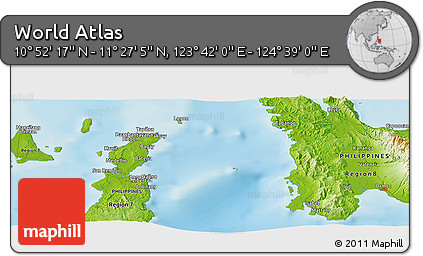 Physical Panoramic Map of the Area around 11° 9' 41" N, 124° 10' 30" E