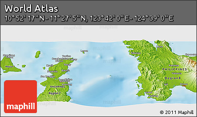 Physical Panoramic Map of the Area around 11° 9' 41" N, 124° 10' 30" E