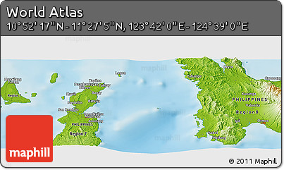 Physical Panoramic Map of the Area around 11° 9' 41" N, 124° 10' 30" E