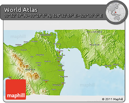 Physical 3D Map of the Area around 11° 9' 41" N, 125° 1' 30" E