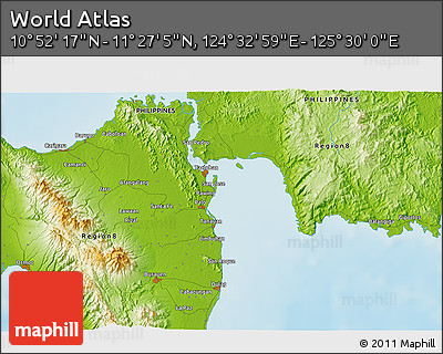 Physical 3D Map of the Area around 11° 9' 41" N, 125° 1' 30" E