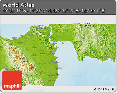 Physical 3D Map of the Area around 11° 9' 41" N, 125° 1' 30" E