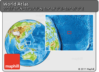 Physical Location Map of the Area around 11° 9' 41" N, 129° 16' 30" E