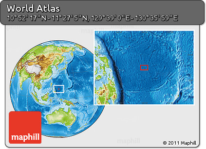 Physical Location Map of the Area around 11° 9' 41" N, 130° 7' 30" E