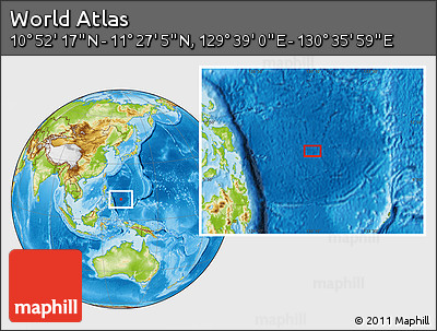Physical Location Map of the Area around 11° 9' 41" N, 130° 7' 30" E