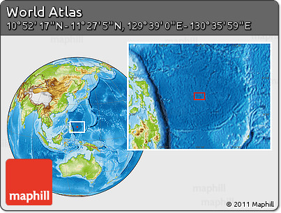 Physical Location Map of the Area around 11° 9' 41" N, 130° 7' 30" E