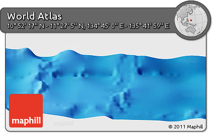 Physical Panoramic Map of the Area around 11° 9' 41" N, 135° 13' 29" E