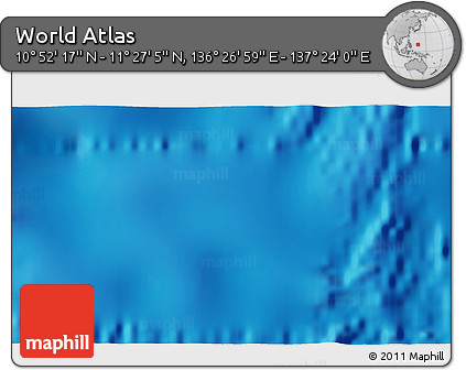 Physical 3D Map of the Area around 11° 9' 41" N, 136° 55' 30" E