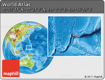 Physical Location Map of the Area around 11° 9' 41" N, 139° 28' 29" E