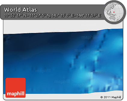 Physical 3D Map of the Area around 11° 9' 41" N, 143° 43' 29" E