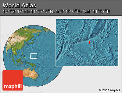 Satellite Location Map of the Area around 11° 9' 41" N, 143° 43' 29" E