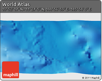 Physical 3D Map of the Area around 11° 9' 41" N, 145° 25' 30" E