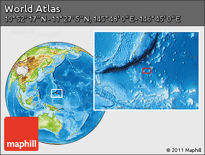 Physical Location Map of the Area around 11° 9' 41" N, 146° 16' 30" E