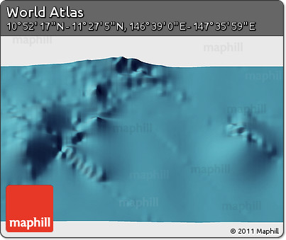 Satellite 3D Map of the Area around 11° 9' 41" N, 147° 7' 30" E
