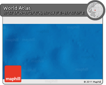 Physical 3D Map of the Area around 11° 9' 41" N, 151° 22' 30" E
