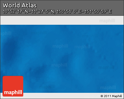 Physical 3D Map of the Area around 11° 9' 41" N, 151° 22' 30" E