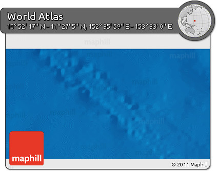 Physical 3D Map of the Area around 11° 9' 41" N, 153° 4' 29" E