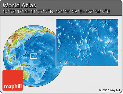 Physical Location Map of the Area around 11° 9' 41" N, 162° 25' 30" E
