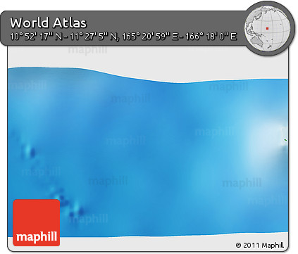 Physical 3D Map of the Area around 11° 9' 41" N, 165° 49' 29" E