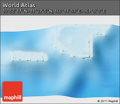 Physical 3D Map of the Area around 11° 9' 41" N, 166° 40' 30" E