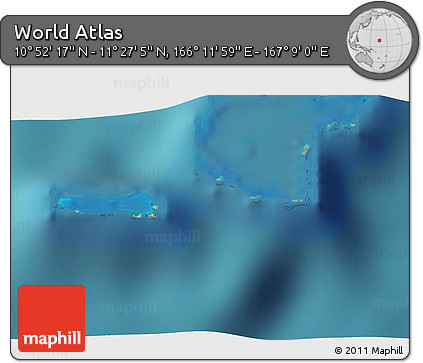 Satellite 3D Map of the Area around 11° 9' 41" N, 166° 40' 30" E