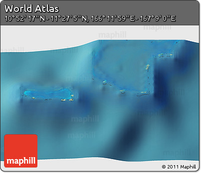 Satellite 3D Map of the Area around 11° 9' 41" N, 166° 40' 30" E