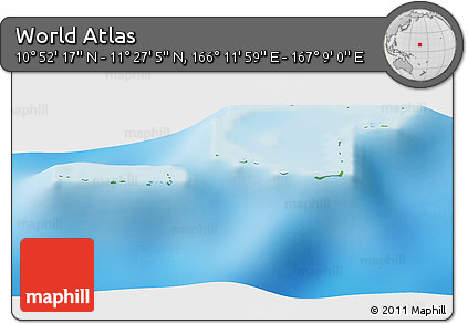 Physical Panoramic Map of the Area around 11° 9' 41" N, 166° 40' 30" E