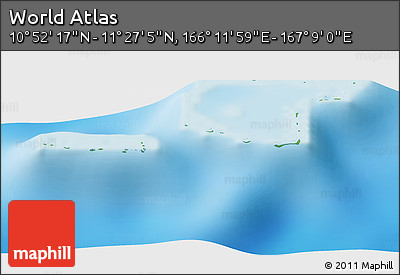 Physical Panoramic Map of the Area around 11° 9' 41" N, 166° 40' 30" E