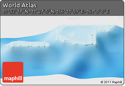 Physical Panoramic Map of the Area around 11° 9' 41" N, 166° 40' 30" E
