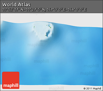 Physical 3D Map of the Area around 11° 9' 41" N, 167° 31' 30" E
