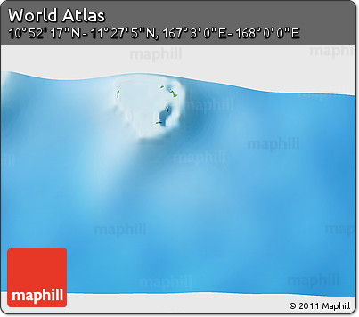 Physical 3D Map of the Area around 11° 9' 41" N, 167° 31' 30" E