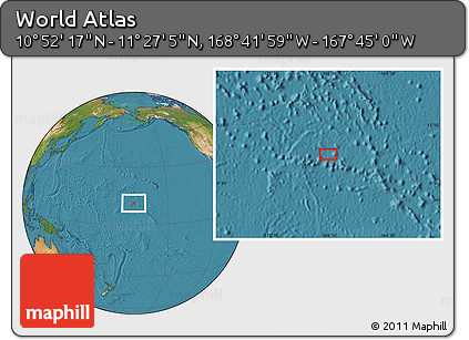 Satellite Location Map of the Area around 11° 9' 41" N, 168° 13' 29" W