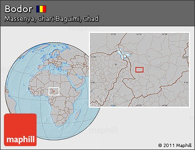 Gray Location Map of Bodor, hill shading
