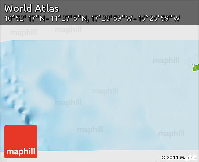 Physical 3D Map of the Area around 11° 9' 41" N, 16° 55' 29" W