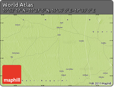 Physical Map of the Area around 11° 9' 41" N, 17° 4' 30" E