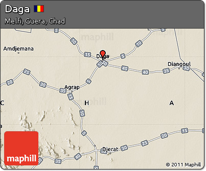 Shaded Relief Map of Daga