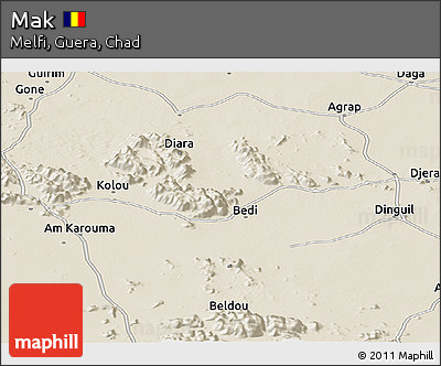 Shaded Relief Panoramic Map of Mak