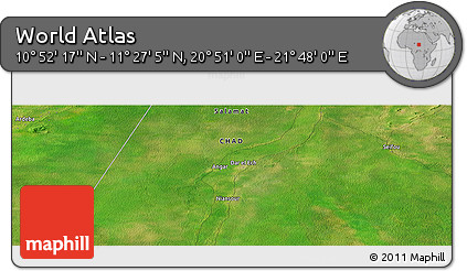 Satellite Panoramic Map of the Area around 11° 9' 41" N, 21° 19' 30" E