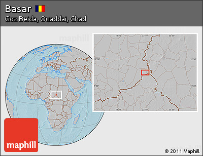Gray Location Map of Basar, hill shading