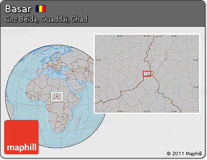 Gray Location Map of Basar, hill shading
