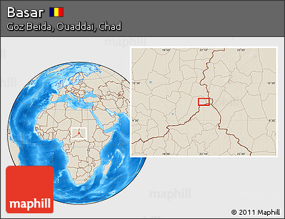 Shaded Relief Location Map of Basar