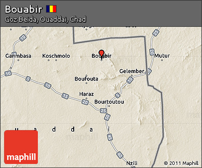 Shaded Relief Map of Bouabir