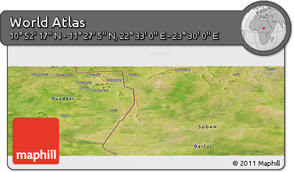 Satellite Panoramic Map of the Area around 11° 9' 41" N, 23° 1' 29" E