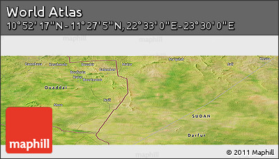 Satellite Panoramic Map of the Area around 11° 9' 41" N, 23° 1' 29" E