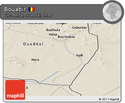 Shaded Relief Panoramic Map of Bouabir