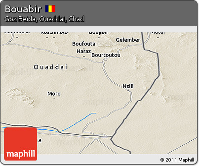 Shaded Relief Panoramic Map of Bouabir